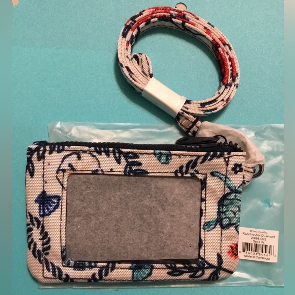 Vera Bradley sea life zip id case & lanyard